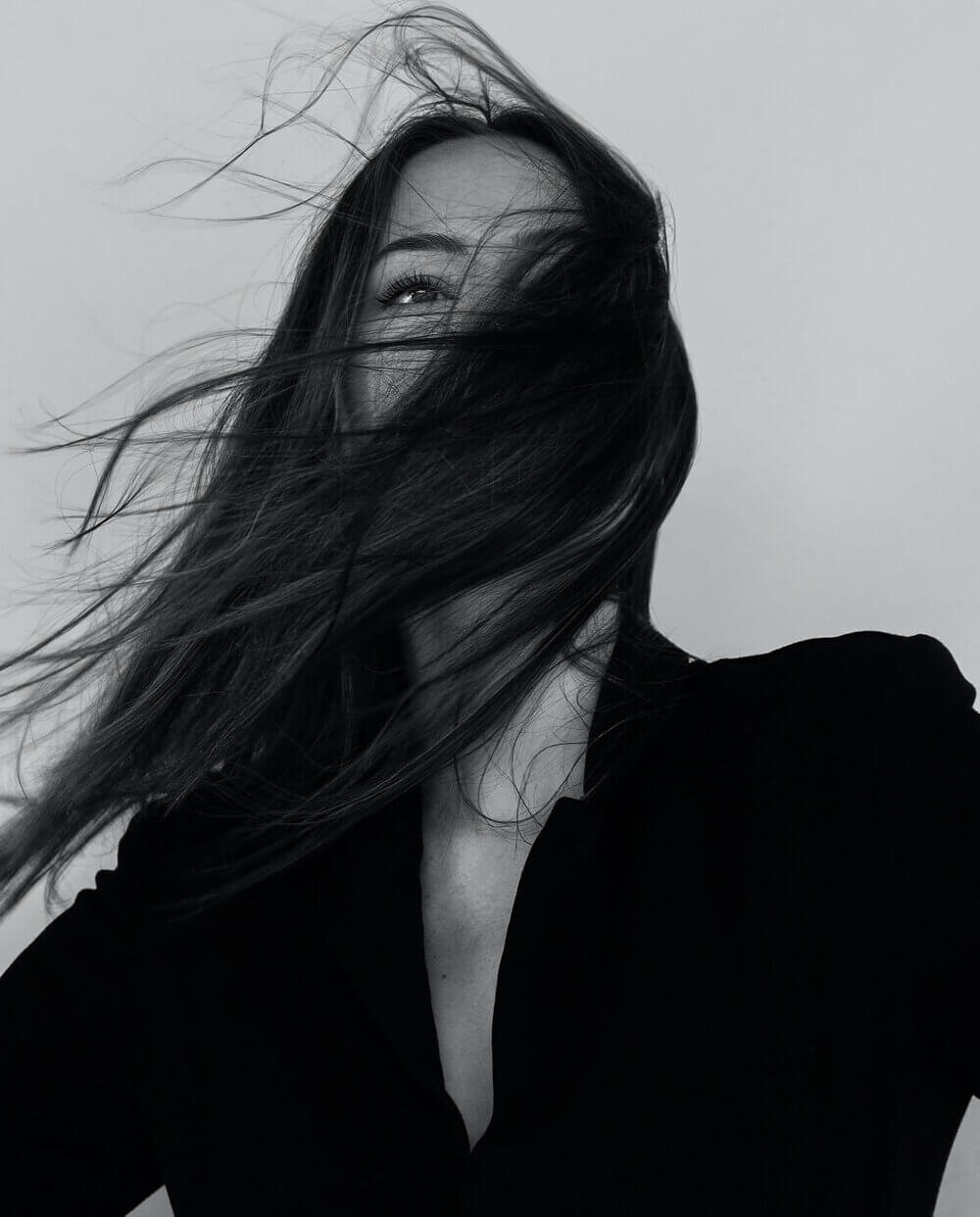 model with long dark hair
